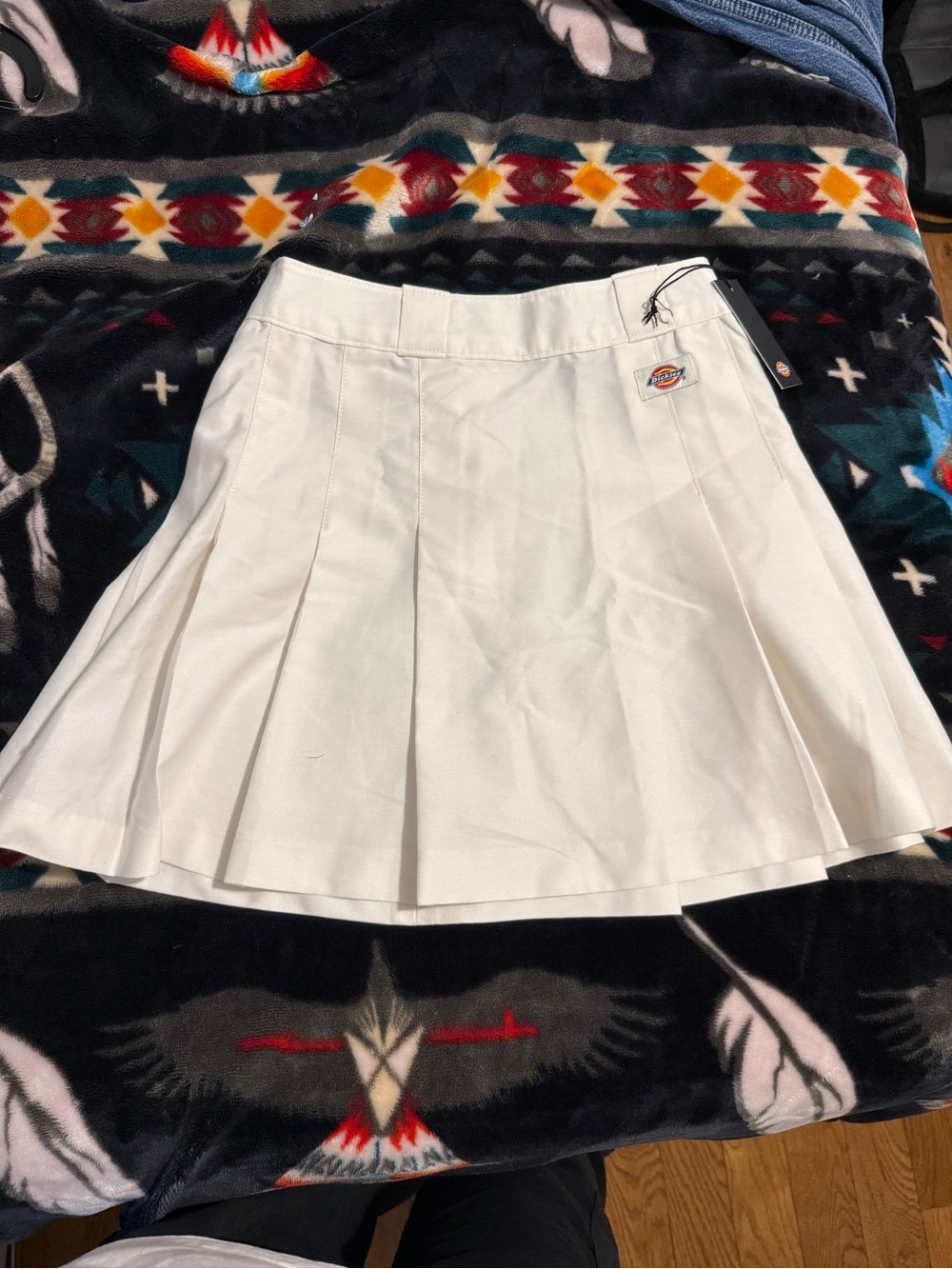 Dickies Cream Pleated A-Line Midi Skirt
